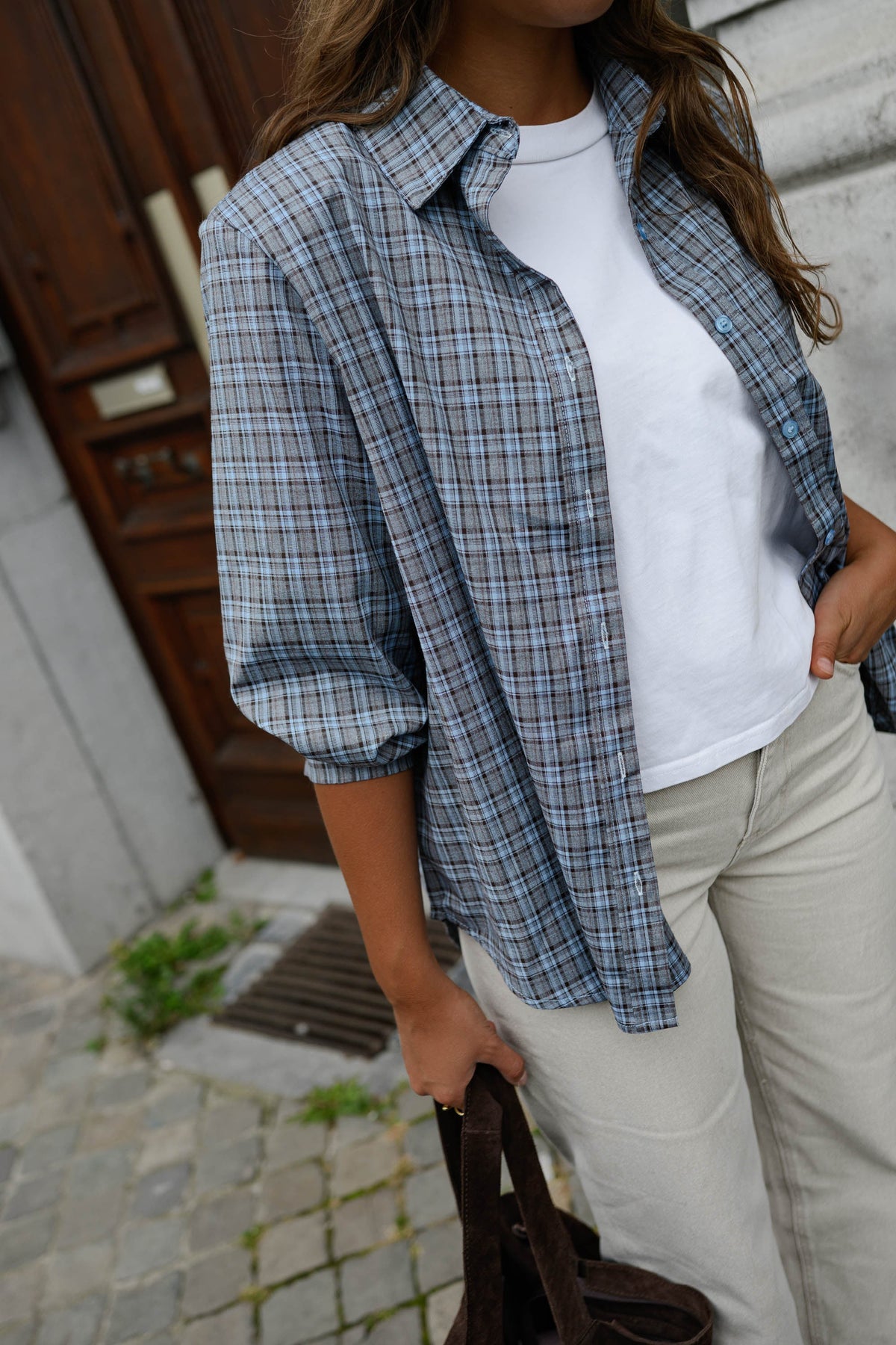 Chemise Mabel - bleue à carreaux