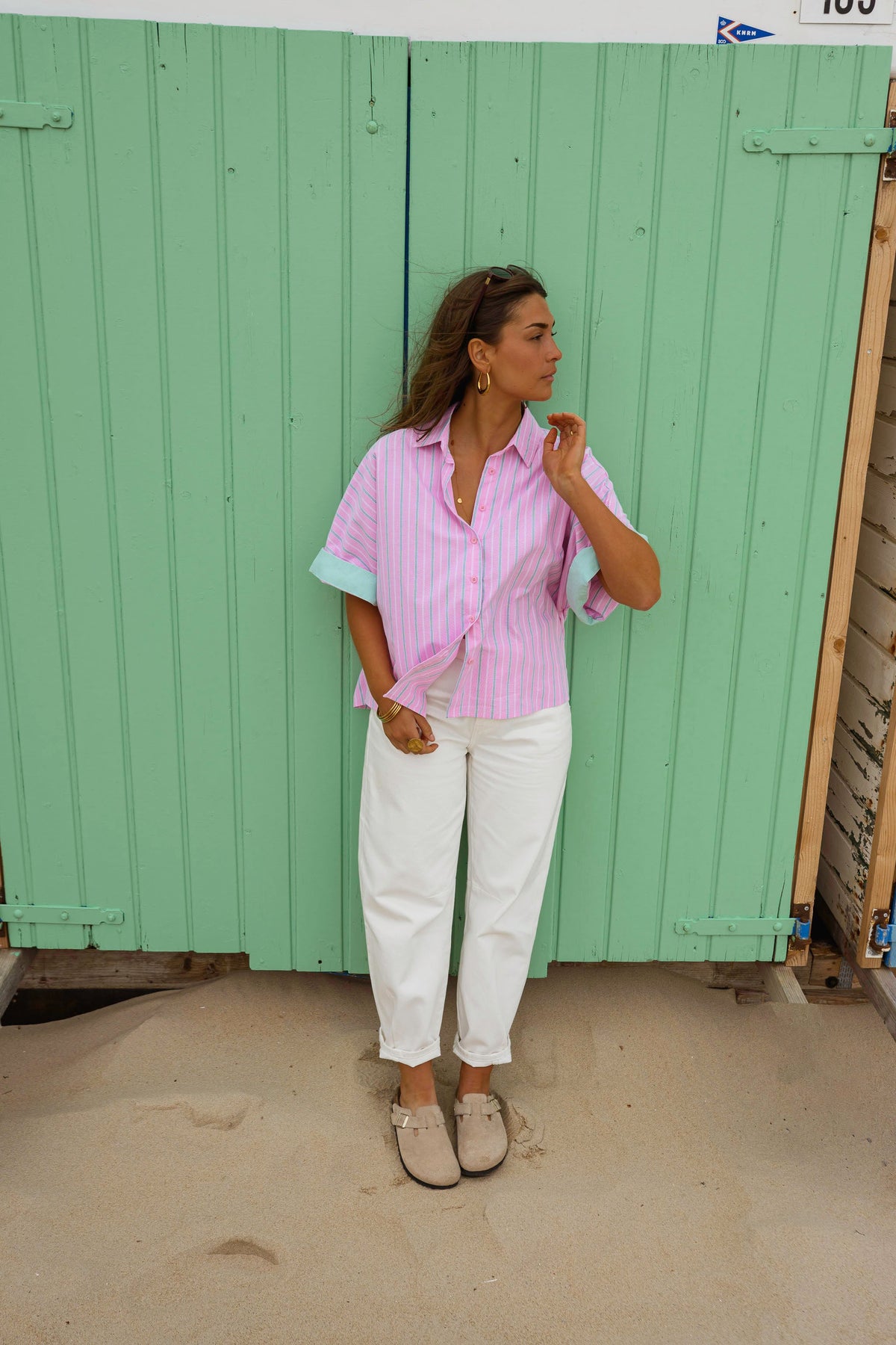 Chemise Maeva - rose à lignes