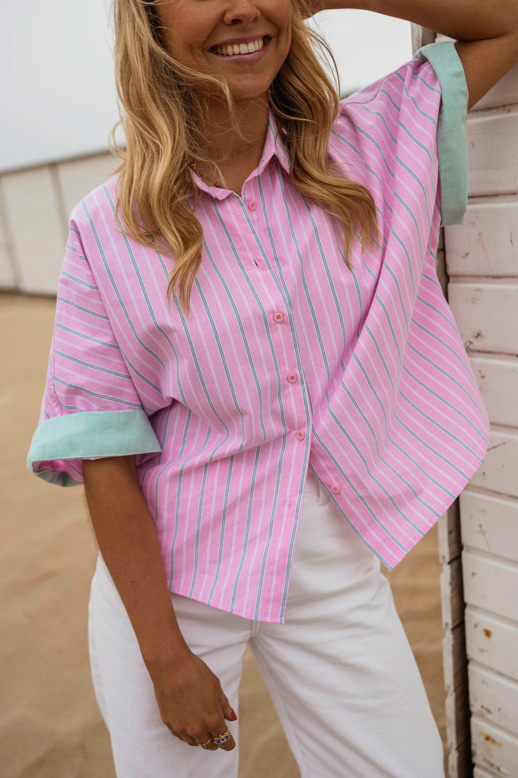 Chemise Maeva - rose à lignes