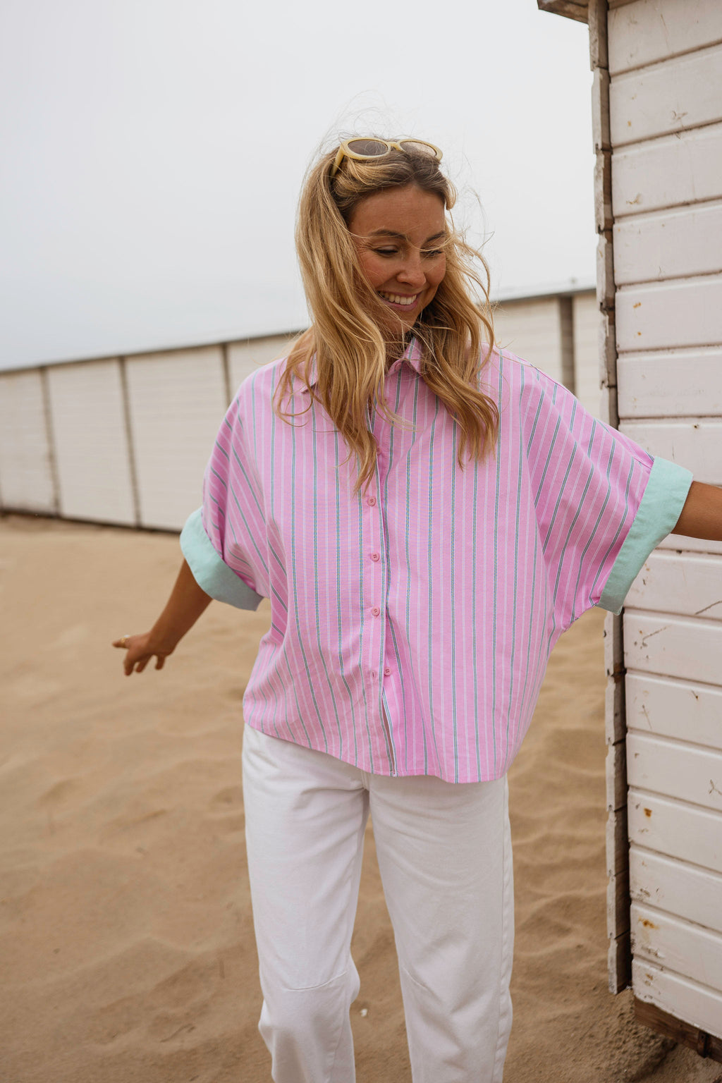 Chemise Maeva - rose à lignes