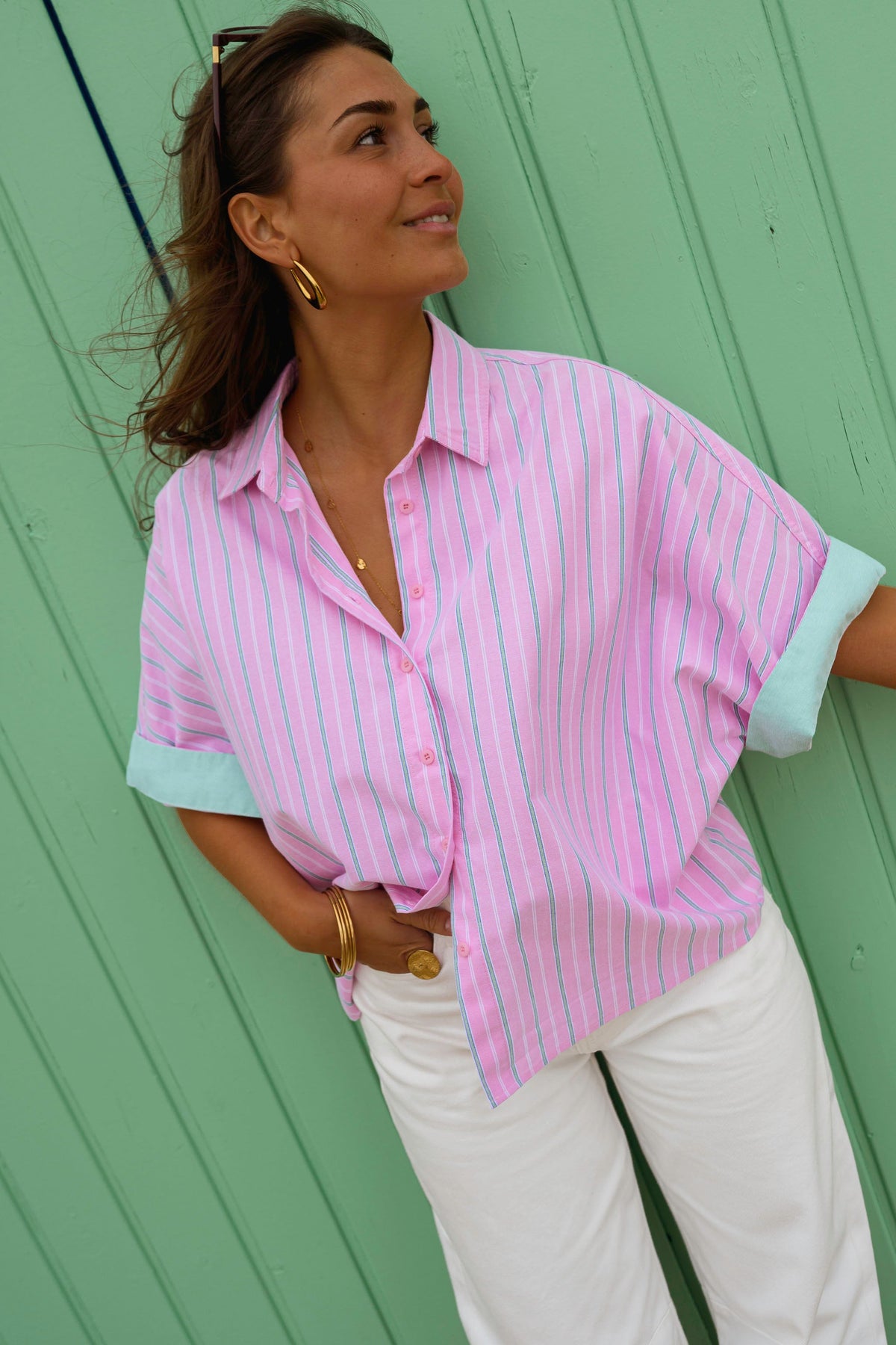 Chemise Maeva - rose à lignes