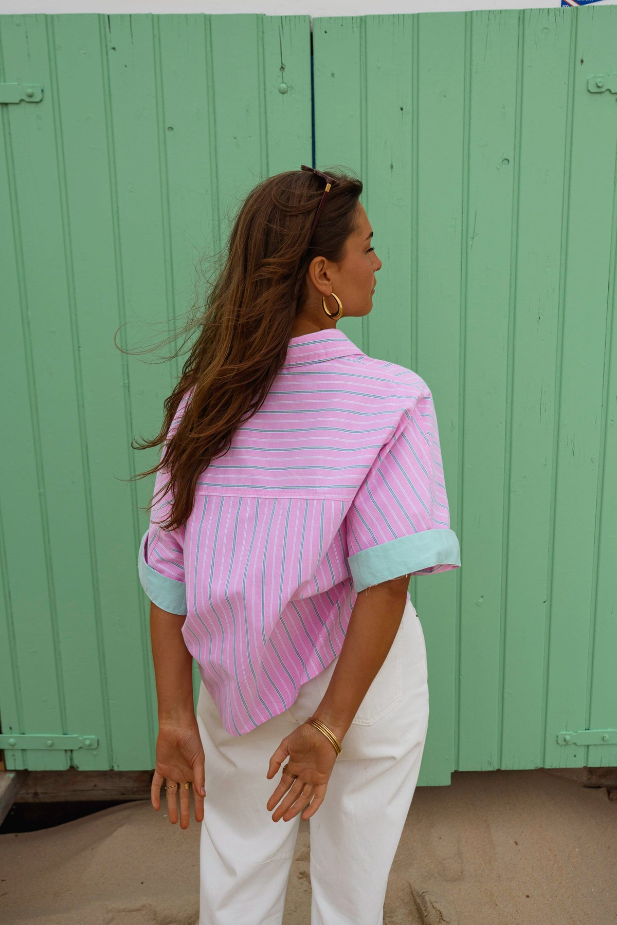 Chemise Maeva - rose à lignes