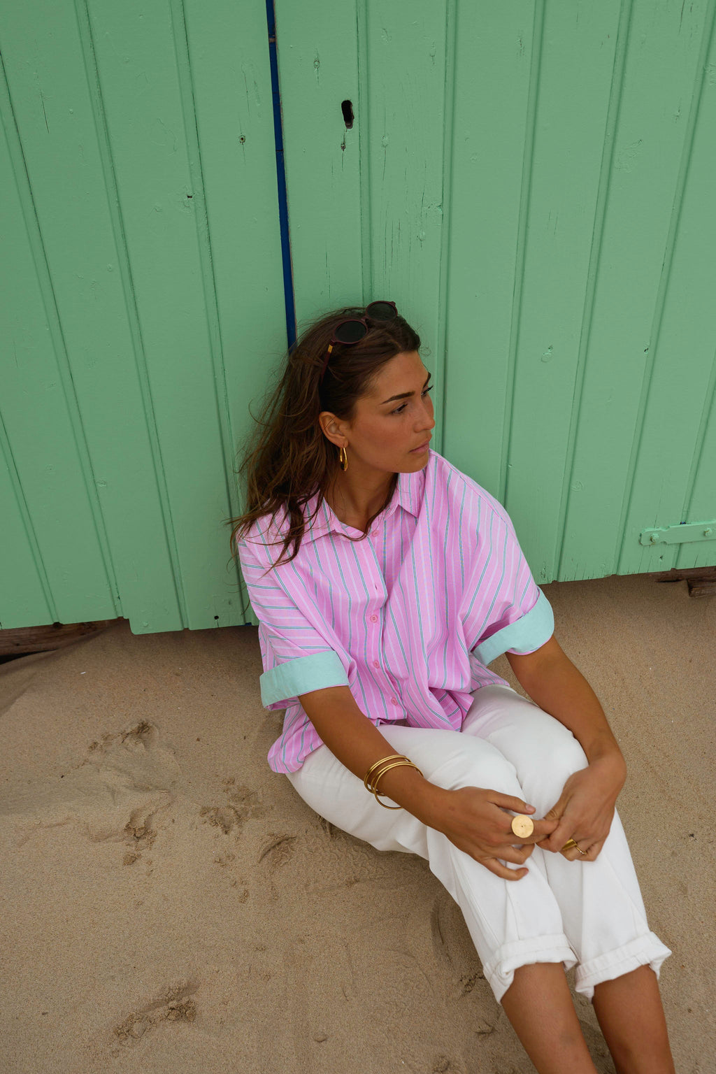Chemise Maeva - rose à lignes