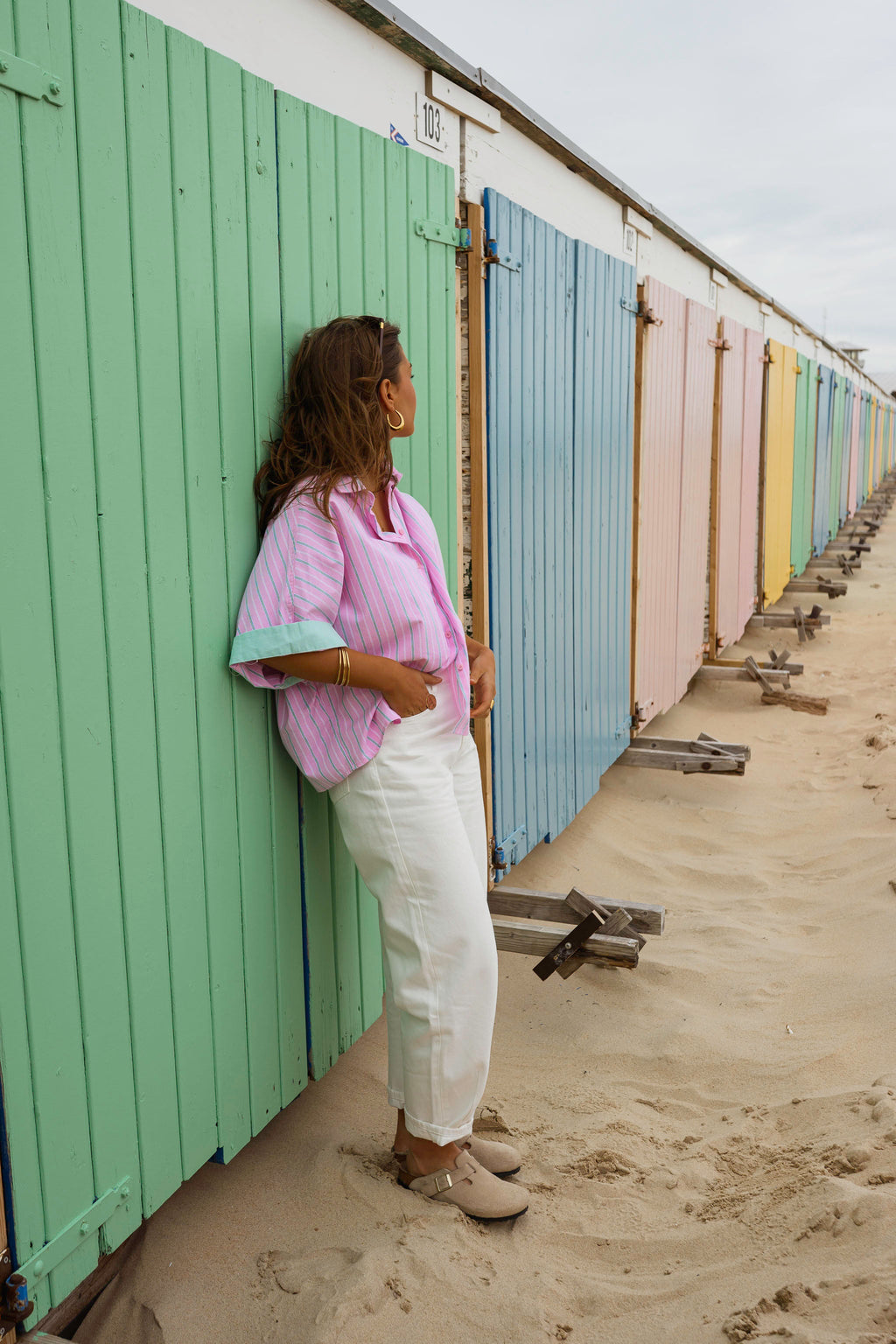 Chemise Maeva - rose à lignes