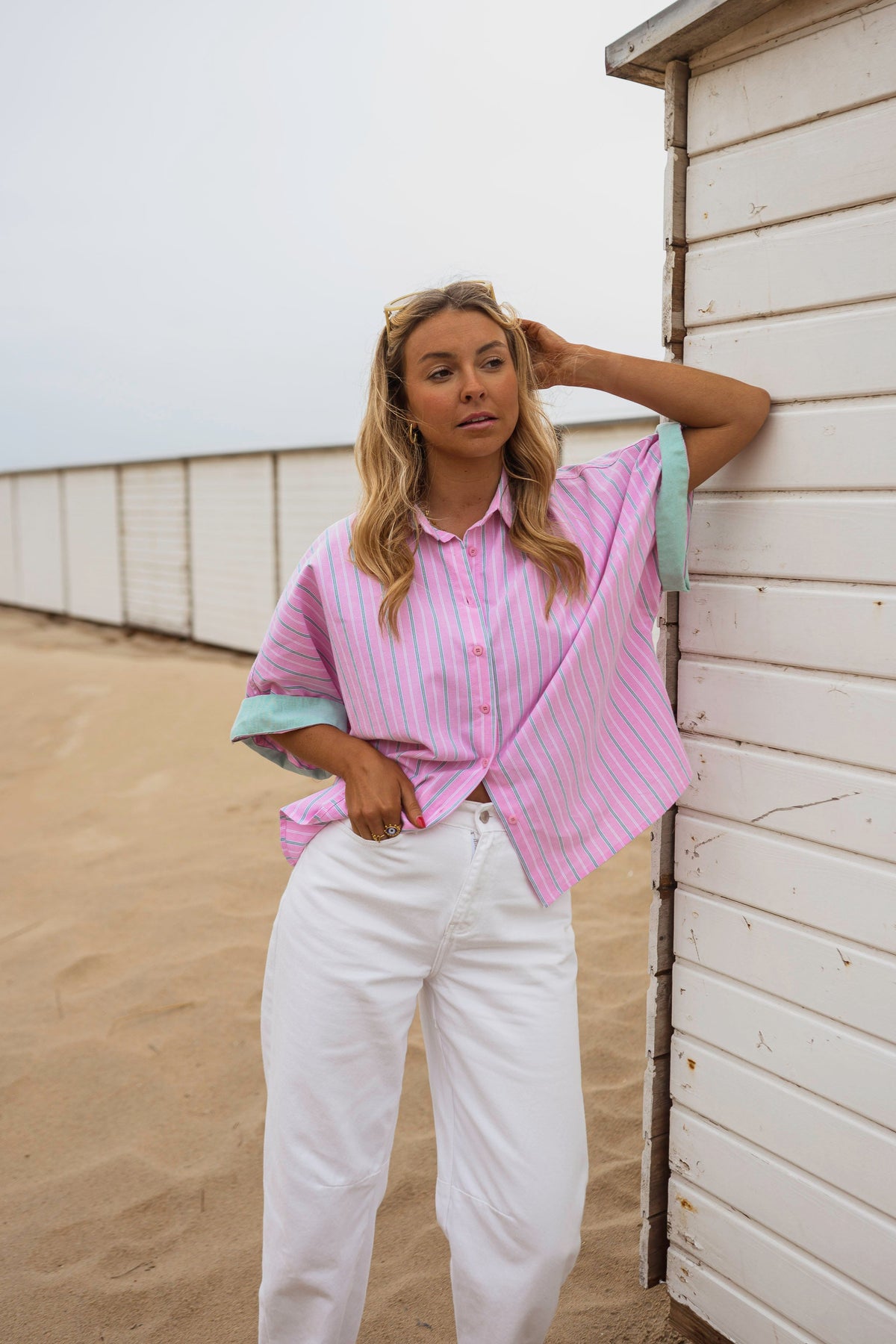 Chemise Maeva - rose à lignes