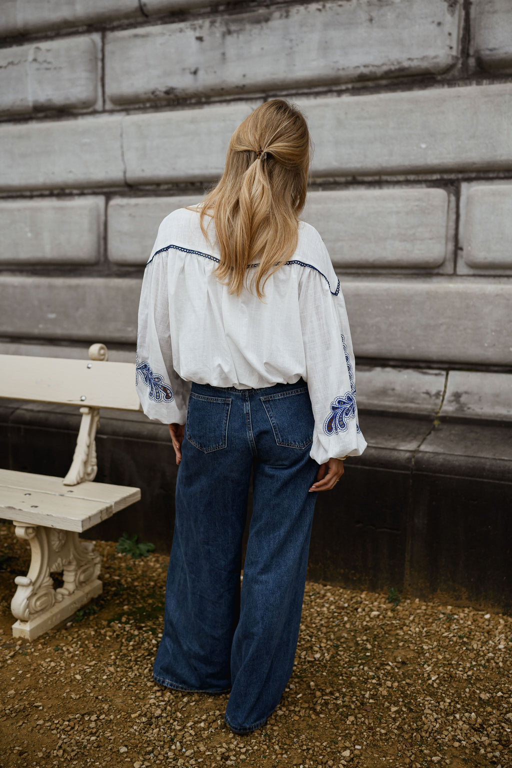 Chemise Nadege - blanche et bleue