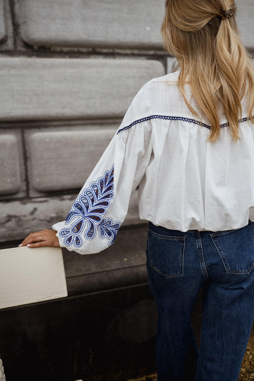 Chemise Nadege - blanche et bleue