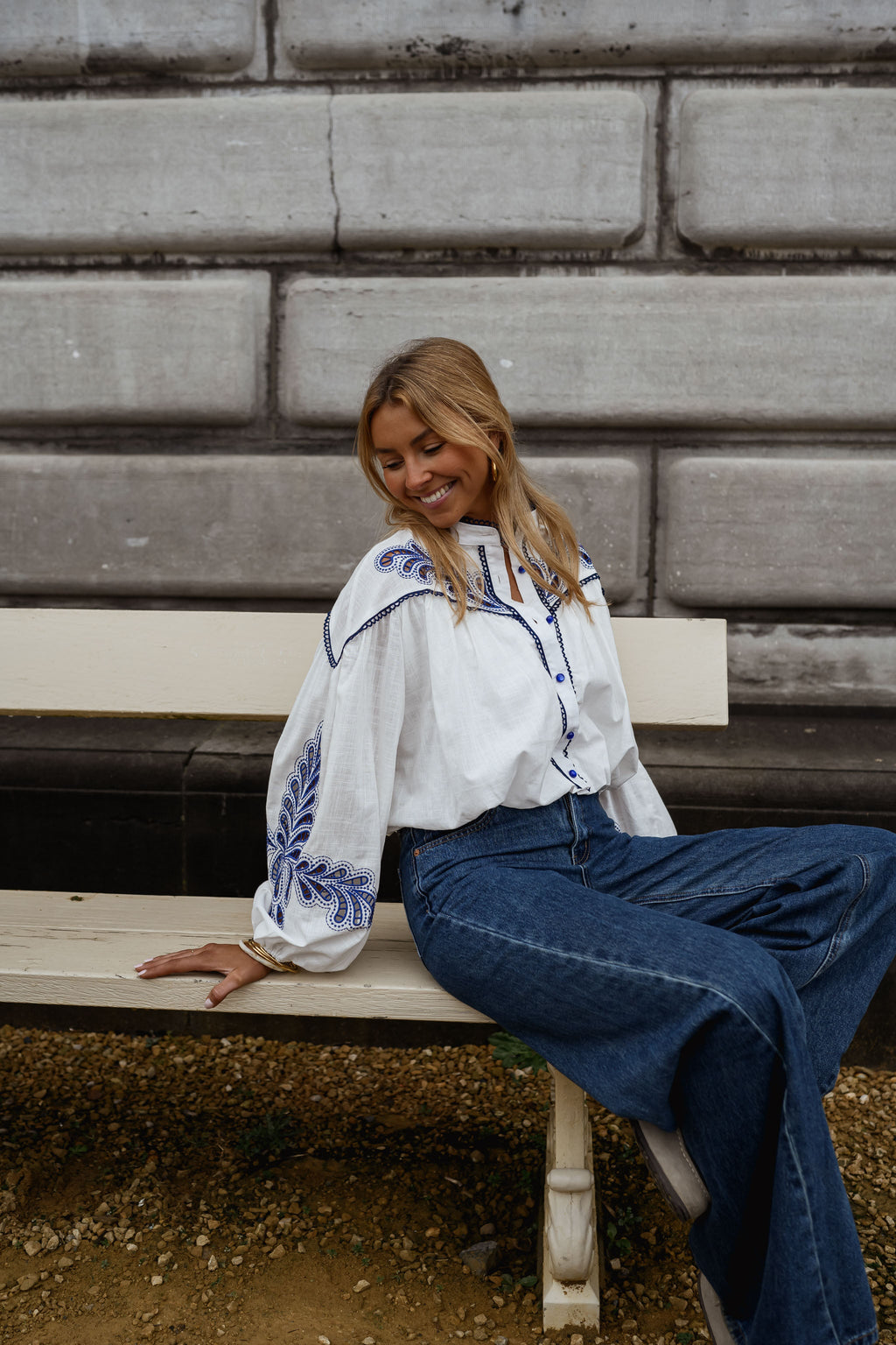 Chemise Nadege - blanche et bleue