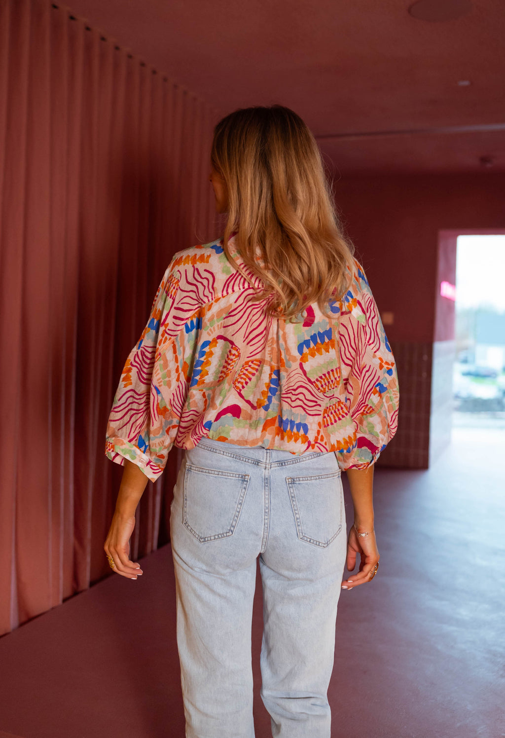Chemise Violette - rose à motifs