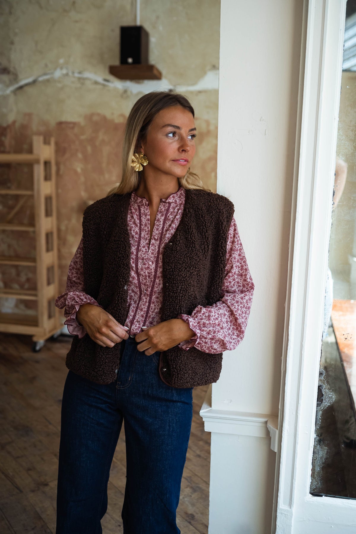 Chemise Natacha - rose à motifs