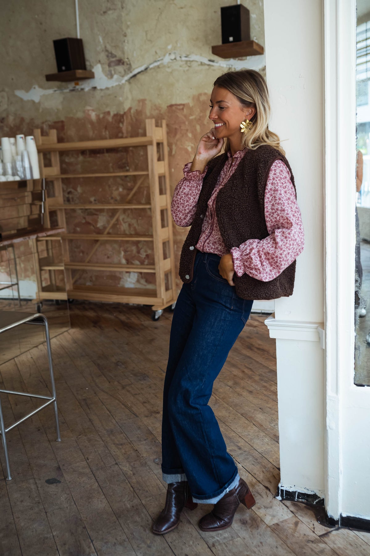 Chemise Natacha - rose à motifs