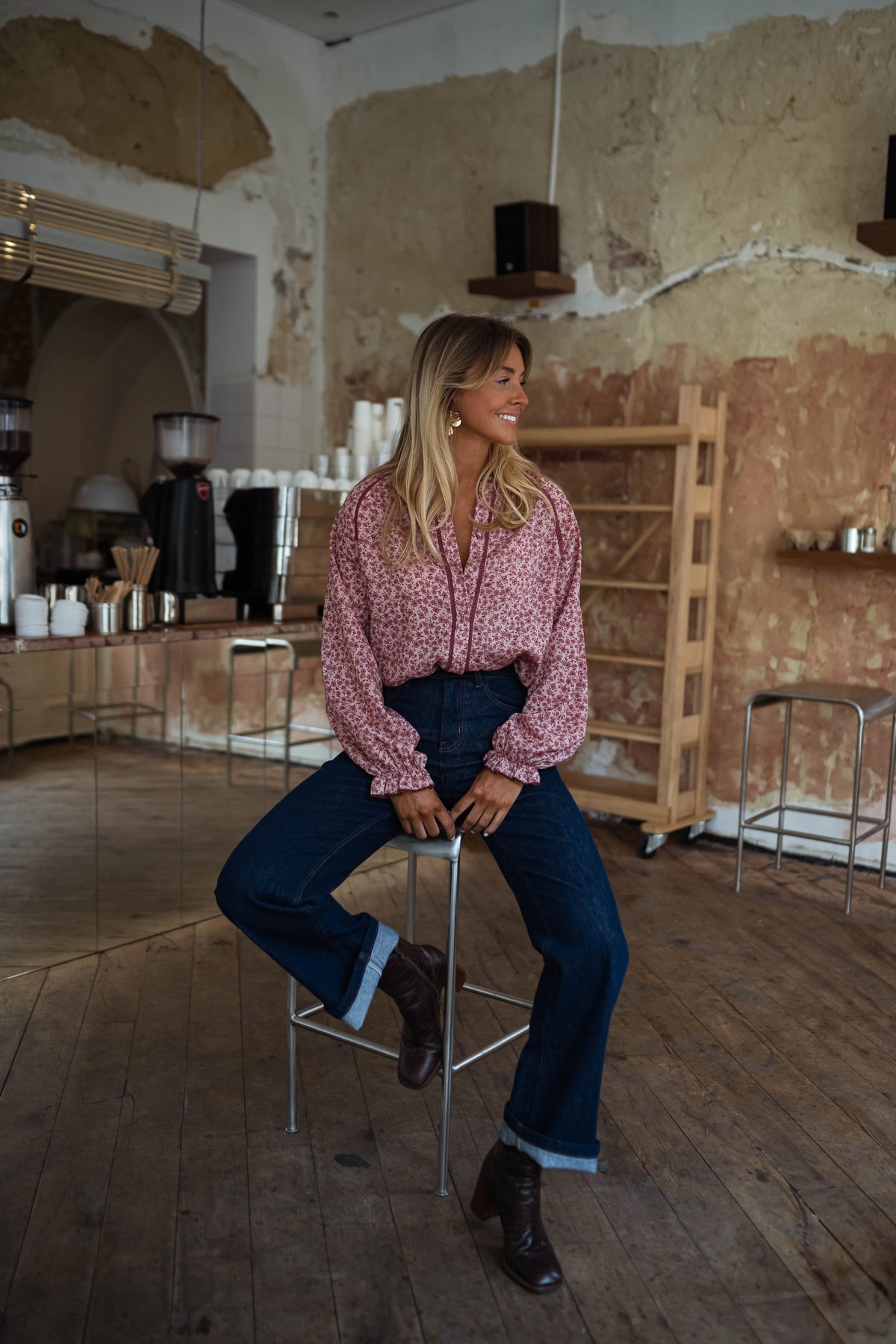 Chemise Natacha - rose à motifs