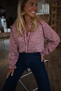 Chemise Natacha - rose à motifs