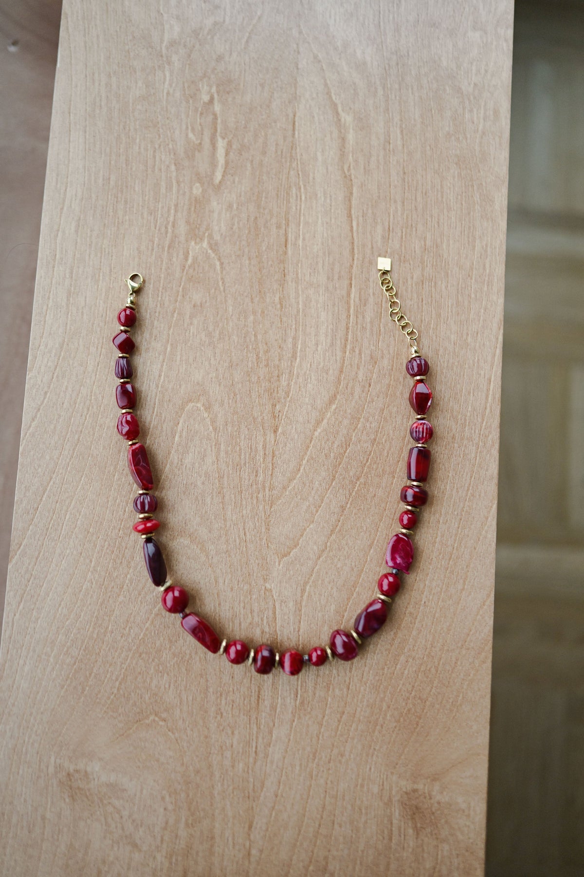 Collier Ethel - bordeaux et doré