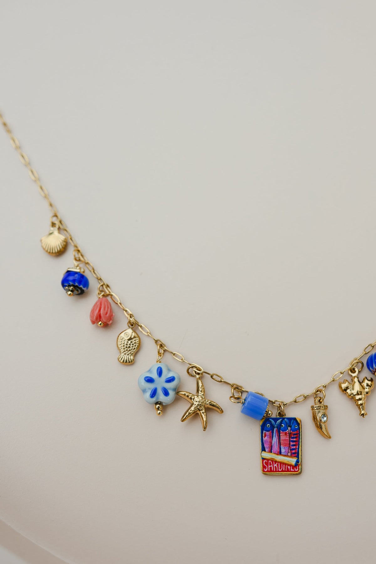 Collier Juma - doré et bleu