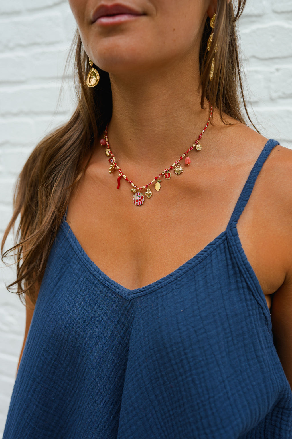 Collier Karly - doré et rouge
