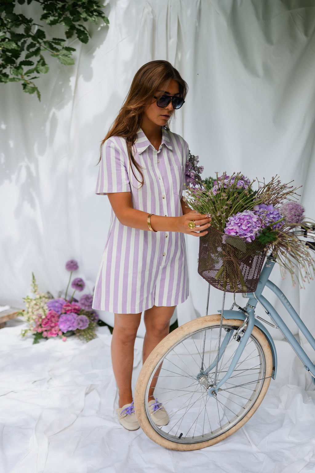 Combishort Mariela - mauve à lignes