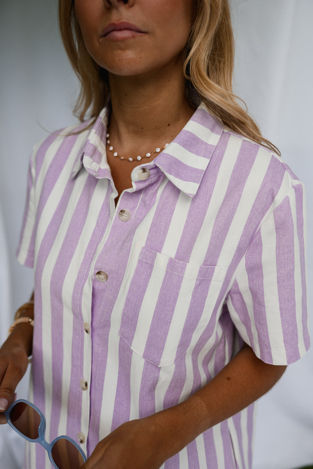 Combishort Mariela - mauve à lignes