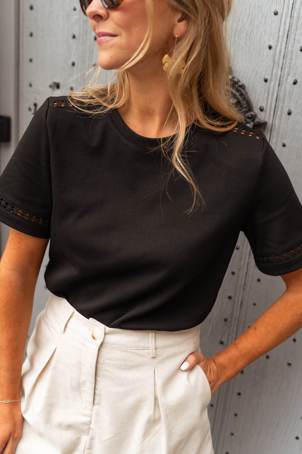 T-shirt Romina - noir à broderie