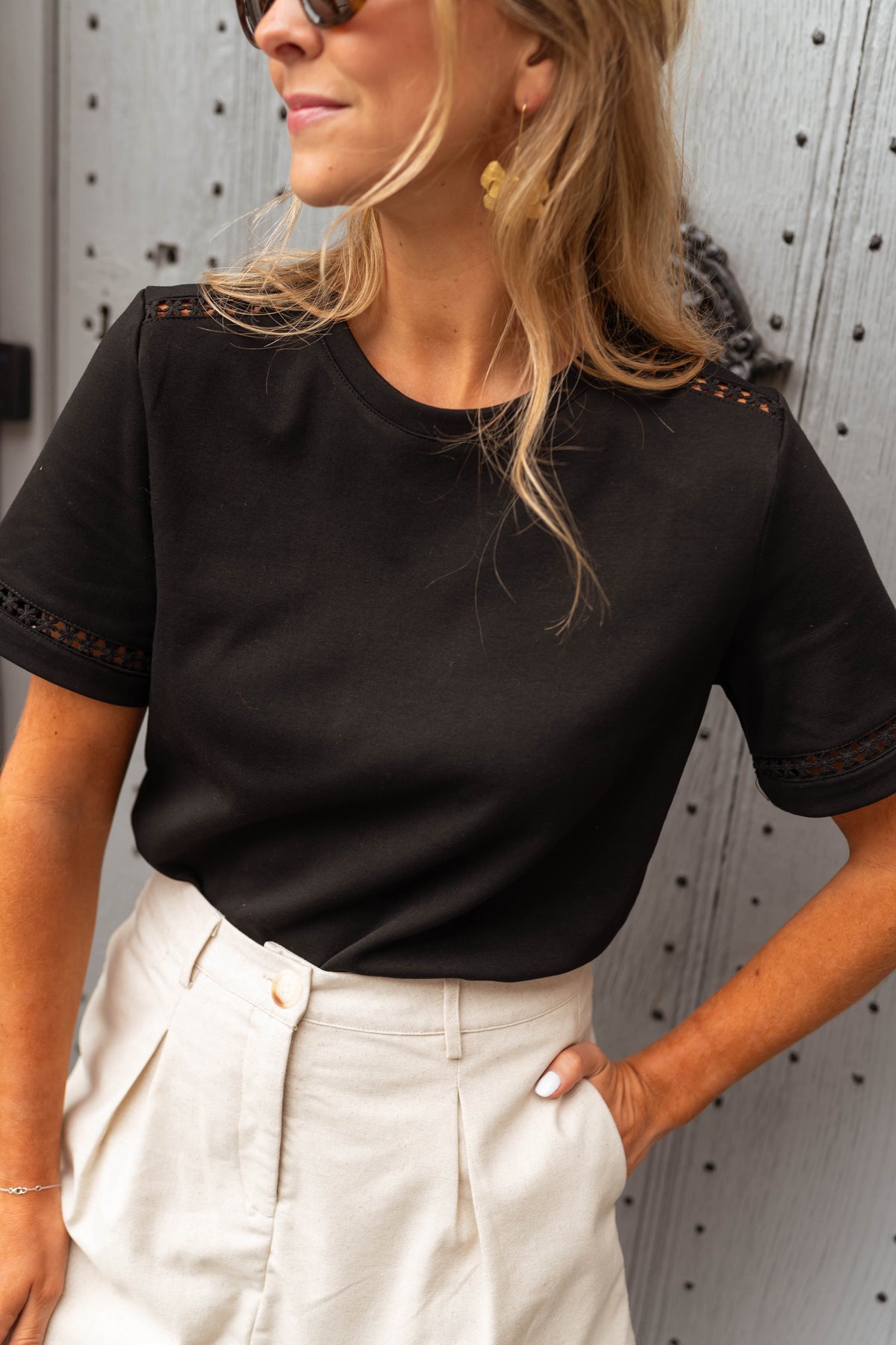 T-shirt Romina - noir à broderie
