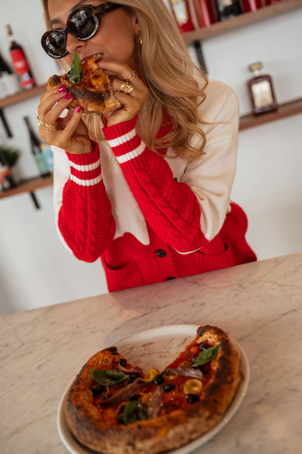 Gilet Monica - vert et rouge