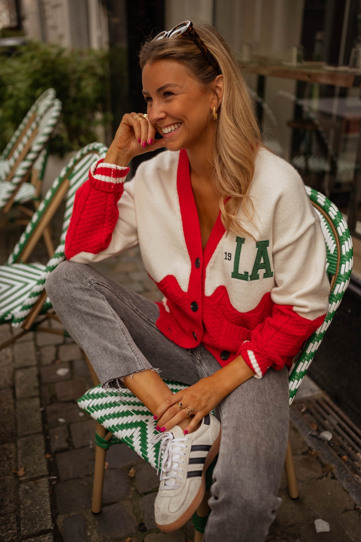 Gilet Monica - vert et rouge