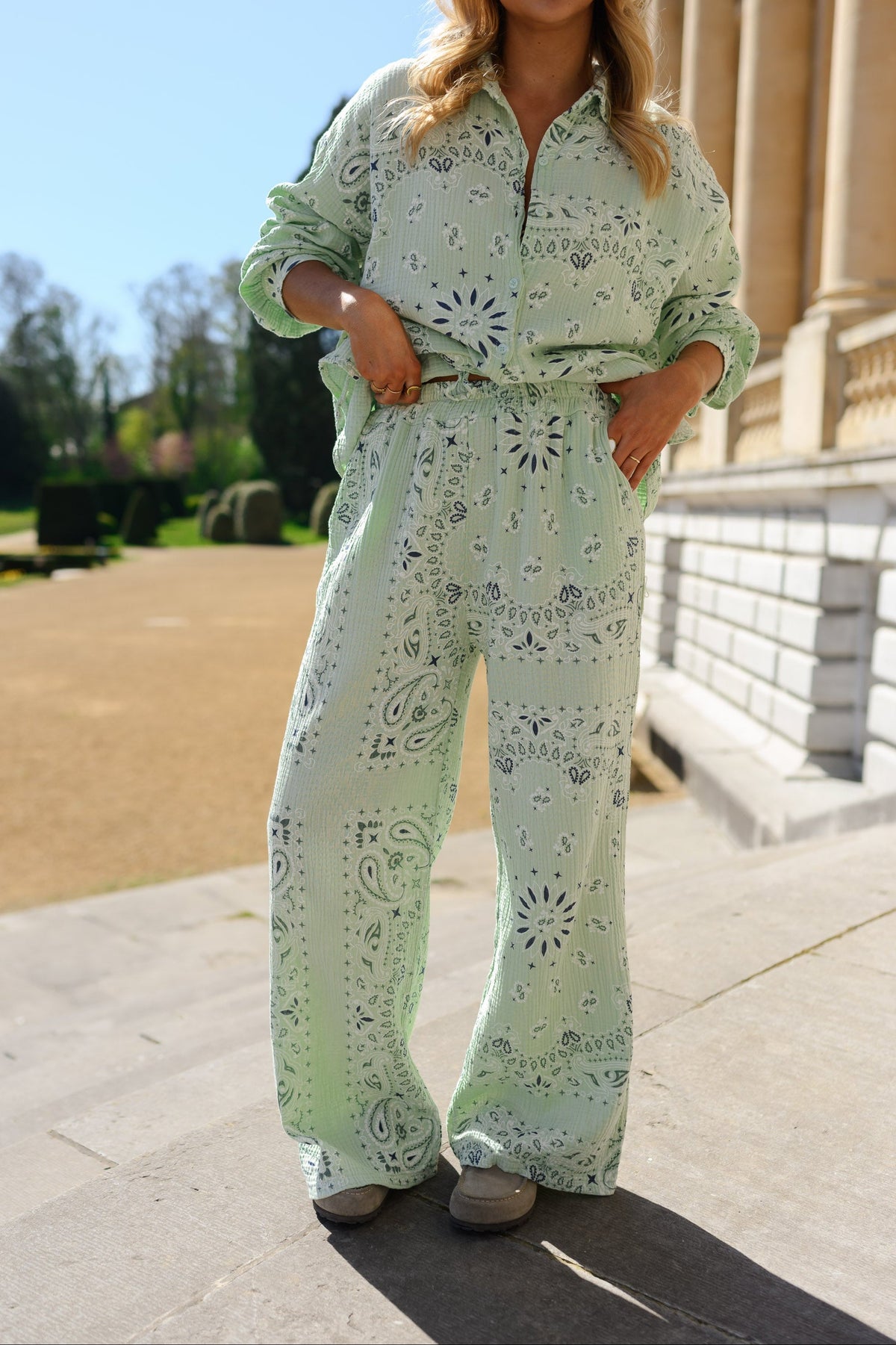 Ensemble Sena - vert à motifs