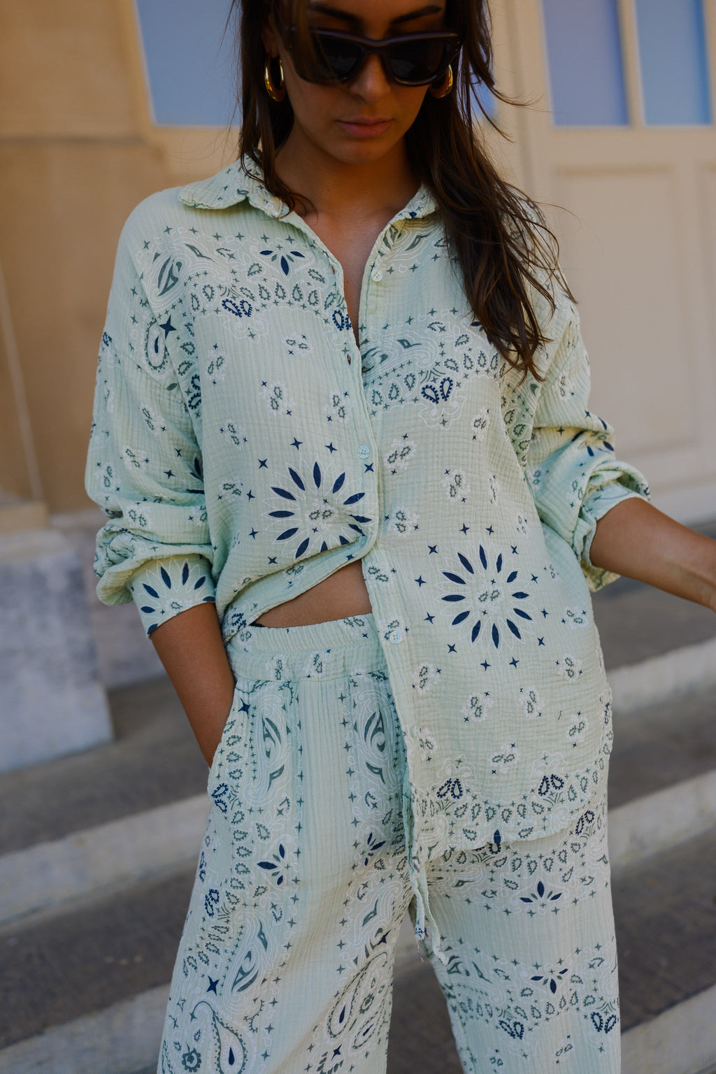 Ensemble Sena - vert à motifs