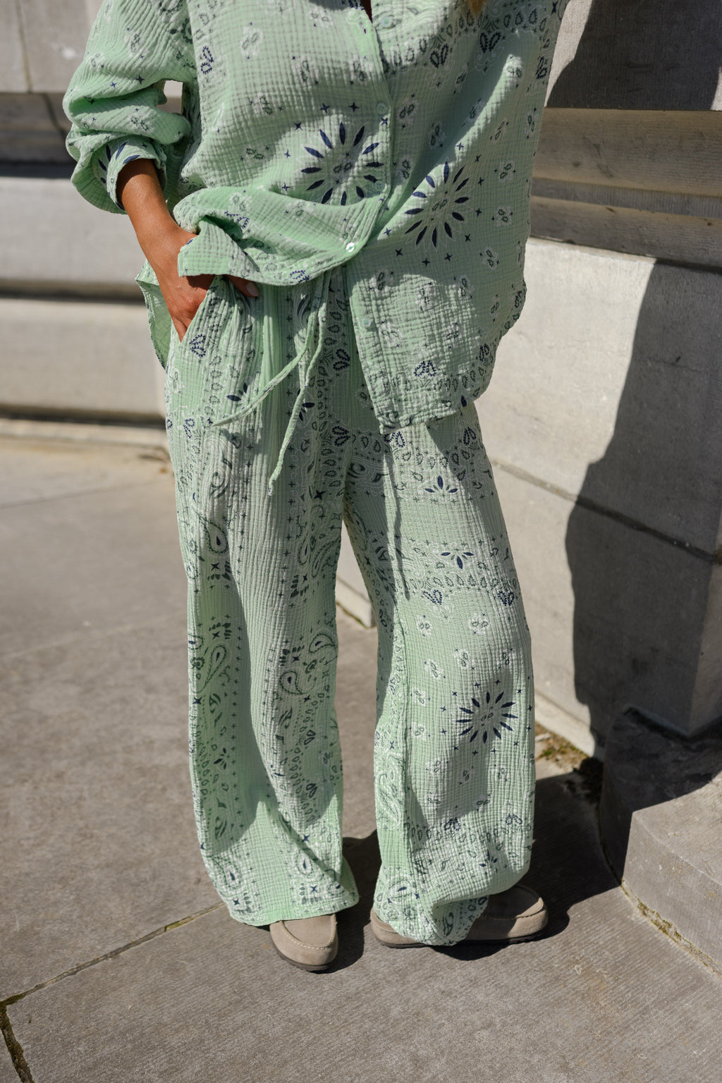 Ensemble Sena - vert à motifs