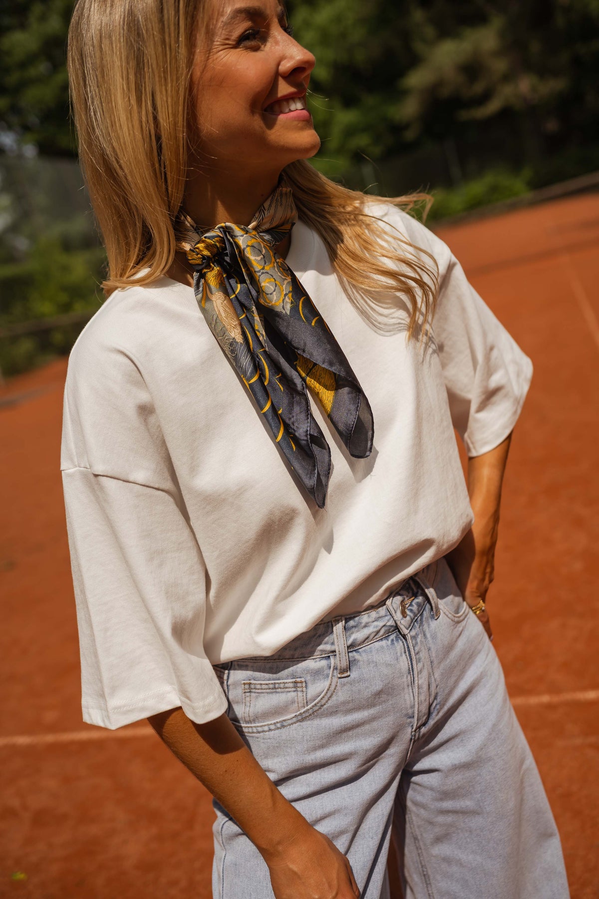 Foulard Maza - orange et bleu