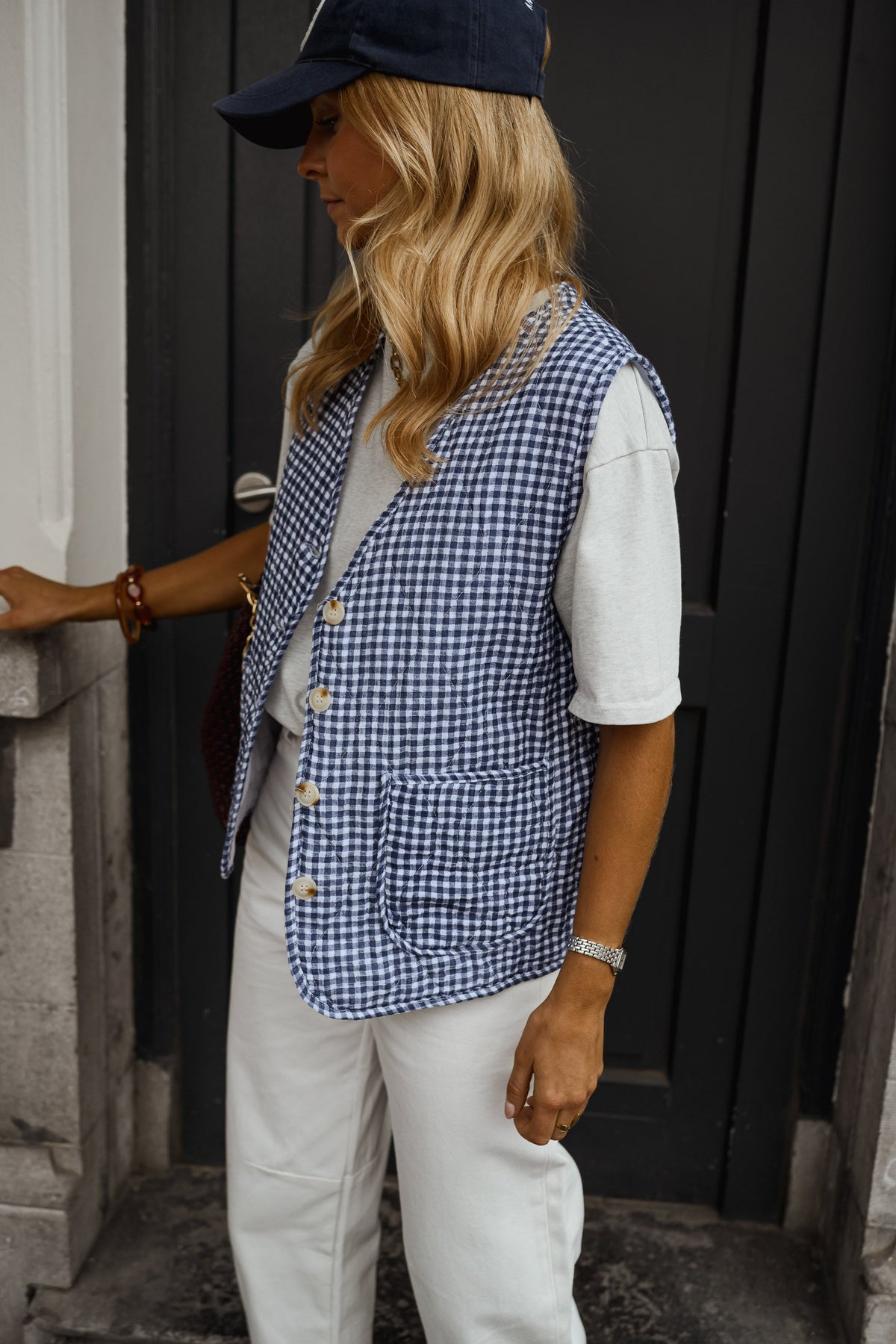 Gilet Agnes - vichy bleu