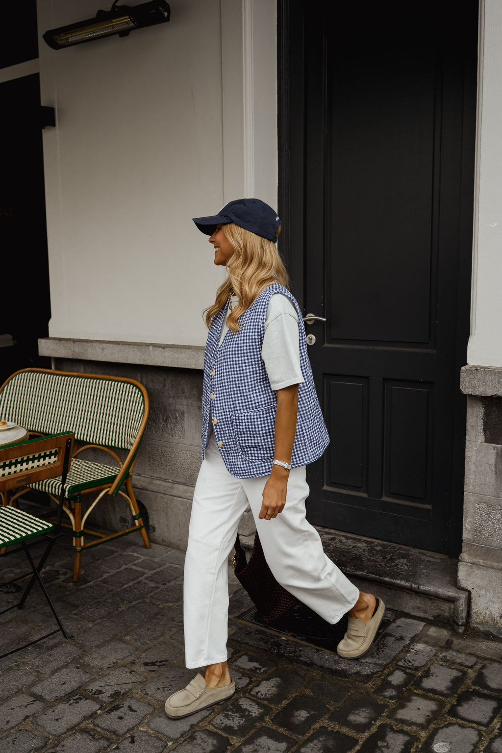 Gilet Agnes - vichy bleu