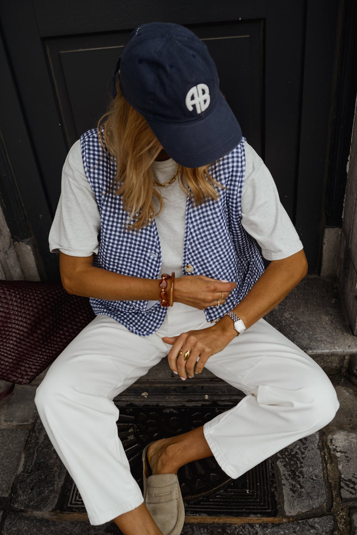 Gilet Agnes - vichy bleu