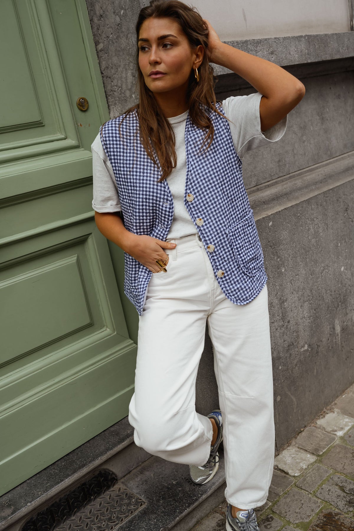 Gilet Agnes - vichy bleu