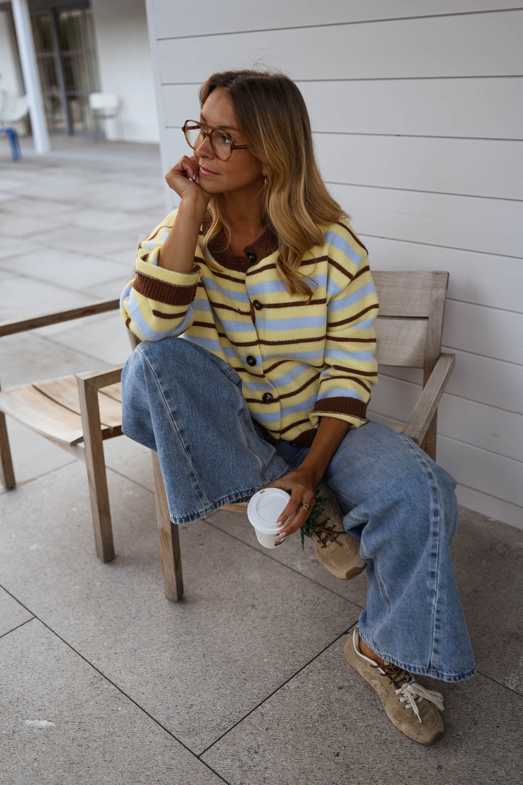 Gilet Bianca - jaune à lignes