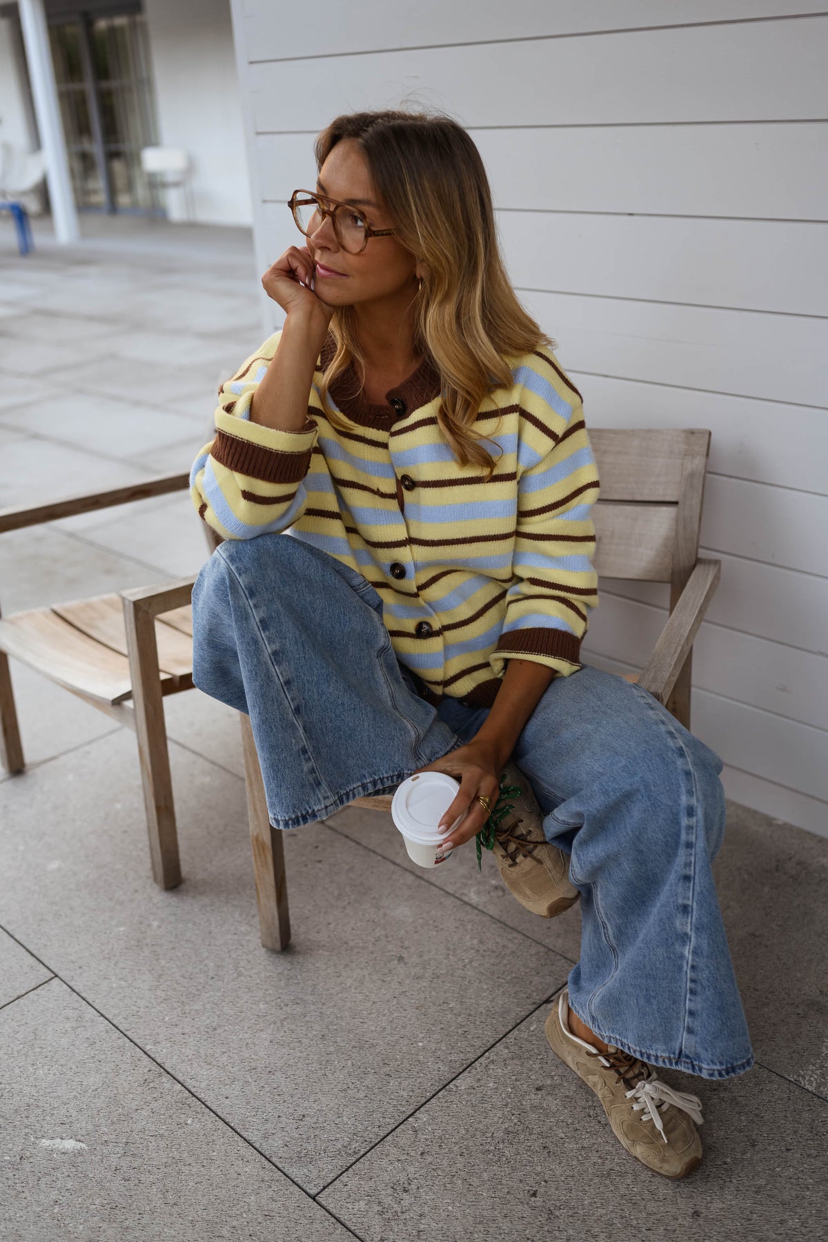 Gilet Bianca - jaune à lignes