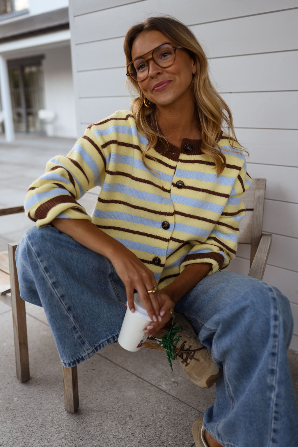 Gilet Bianca - jaune à lignes