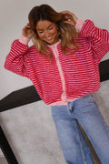 Gilet Glad - rose et rouge à lignes