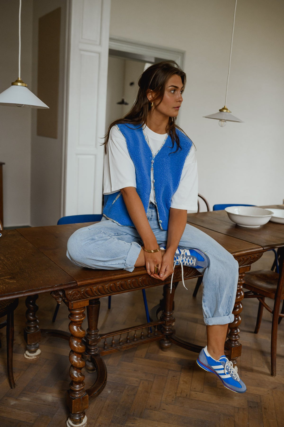 Gilet Gracie - bleu à fleurs