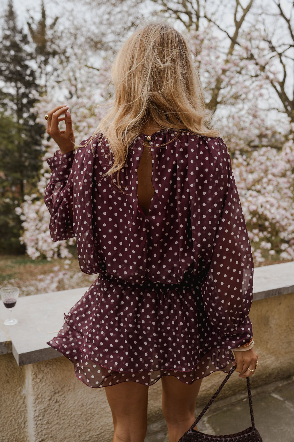 Robe Alenor - bordeaux à pois