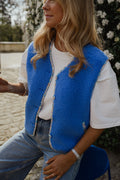 Gilet Gracie - bleu à fleurs