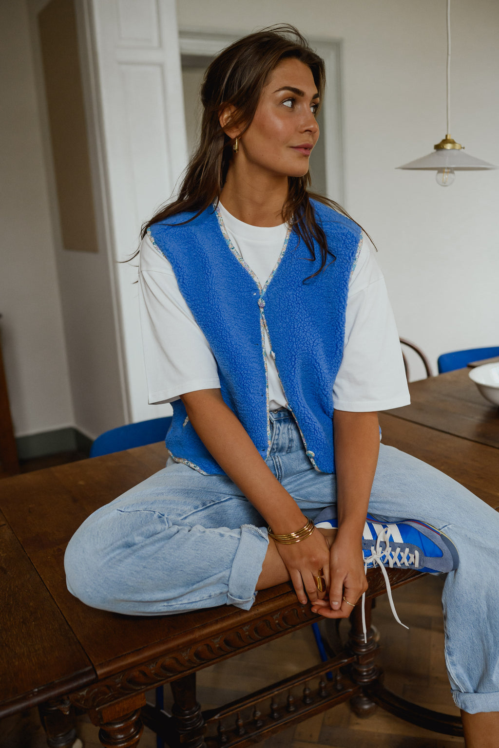 Gilet Gracie - bleu à fleurs