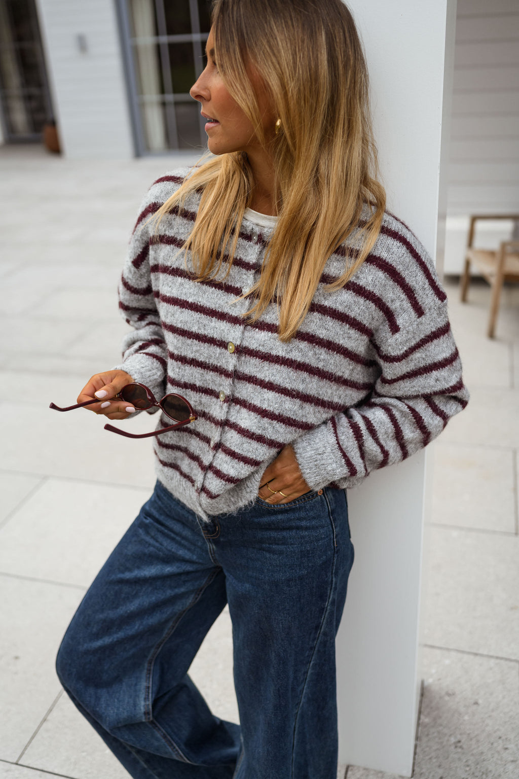 Gilet Harris - gris et bordeaux