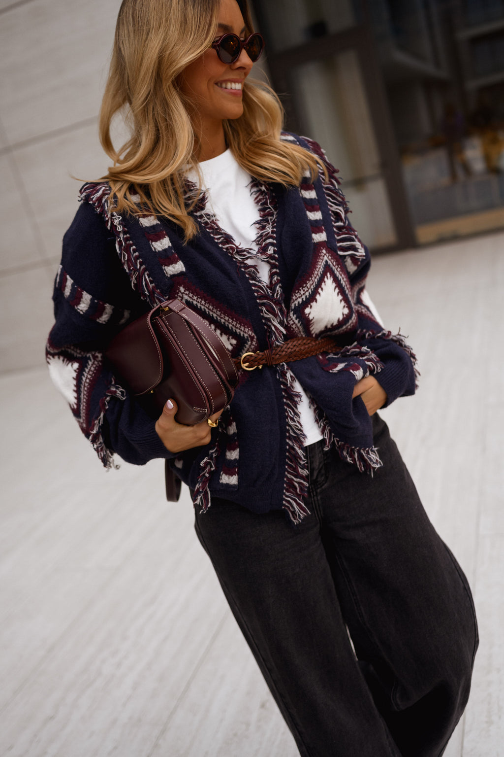 Gilet Leone - bleu à motifs