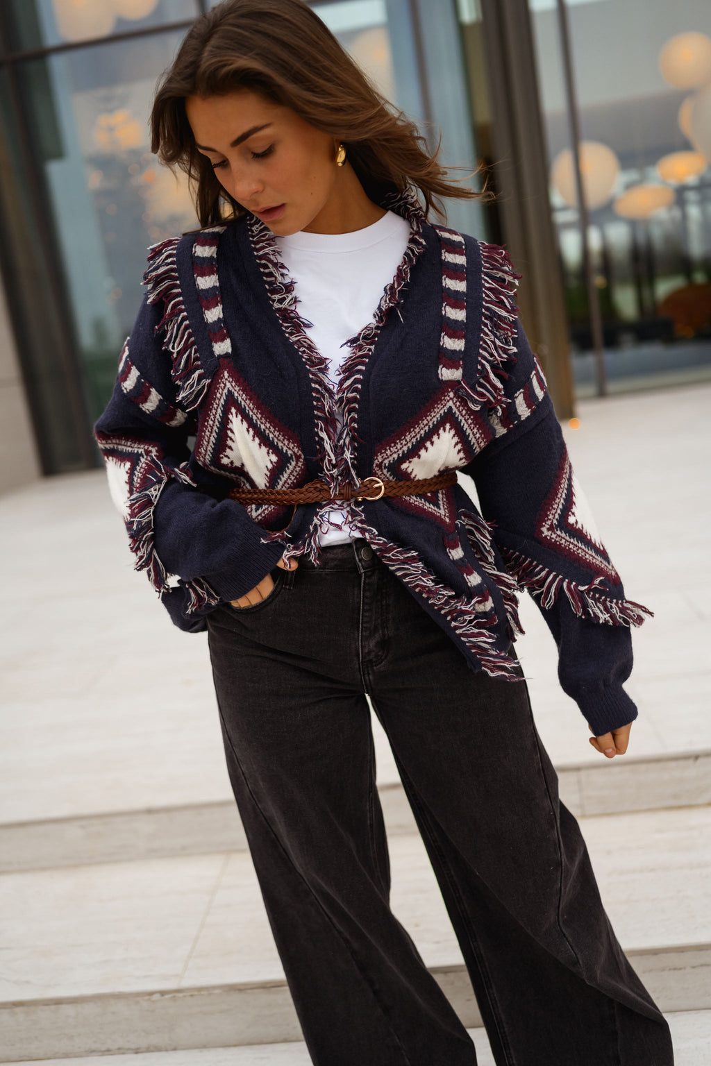 Gilet Leone - bleu à motifs