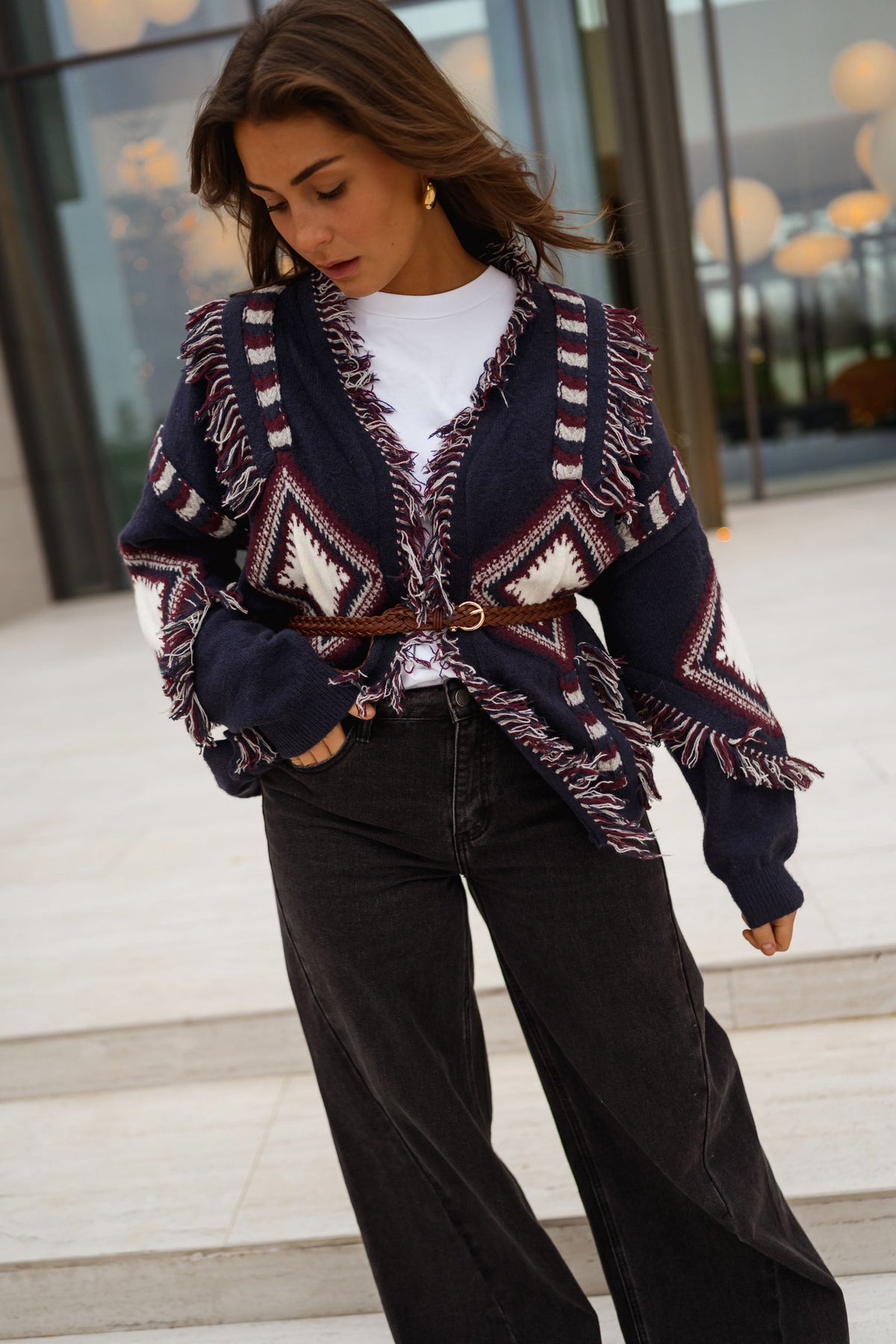 Gilet Leone - bleu à motifs