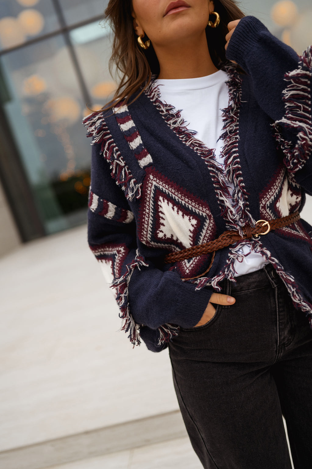 Gilet Leone - bleu à motifs