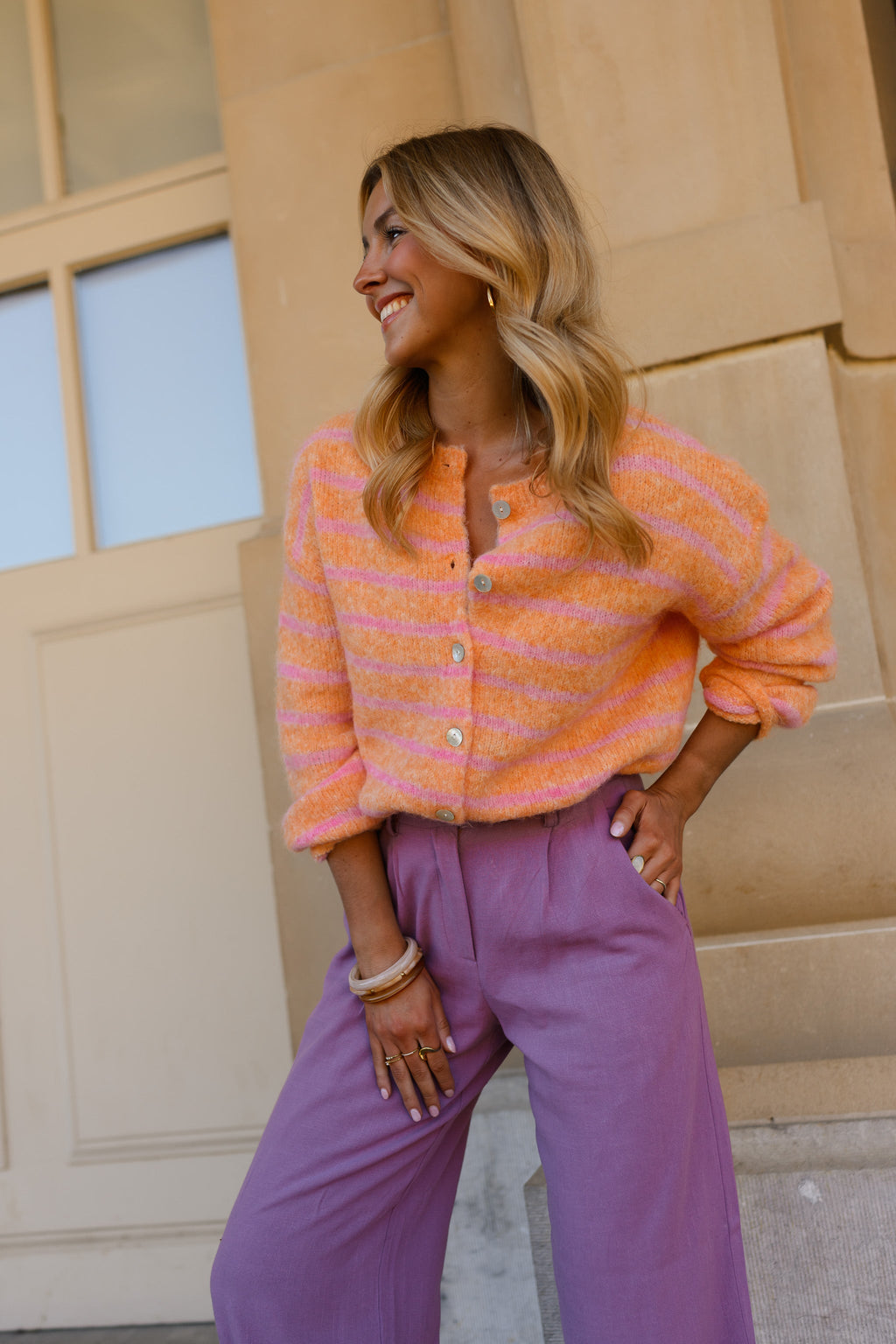 Gilet Sego - orange et rose