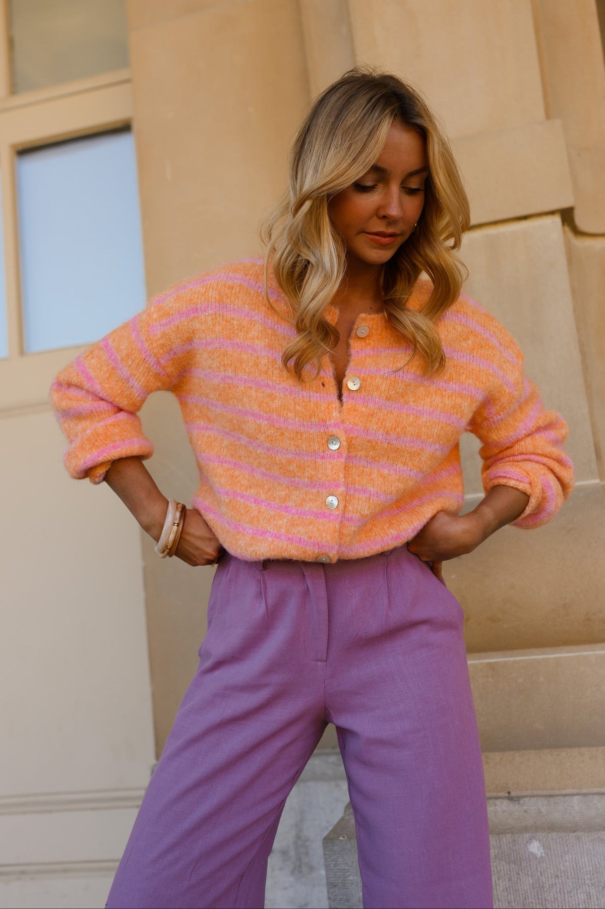 Gilet Sego - orange et rose