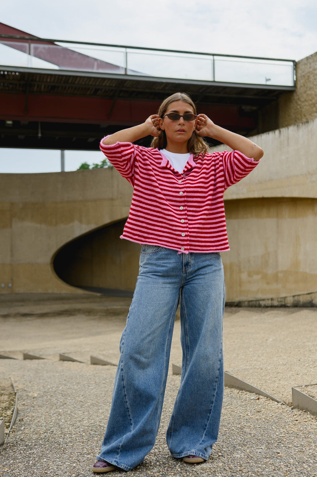 Gilet Sophia - rouge et rose